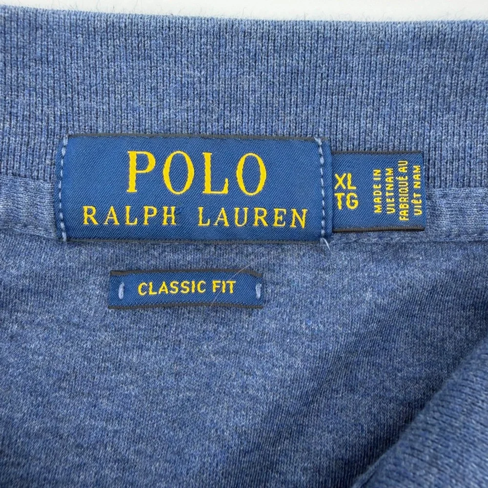 Polo Ralph Lauren Polo Shirt Men XL Blue Classic Fit Heathered Flesh Pony Preppy